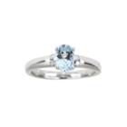 Limited Quantities Genuine Aquamarine And Diamond-accent Ring