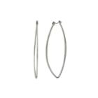 Bleu&trade; Large Long Pointed Silver-tone Oval Hoop Earrings