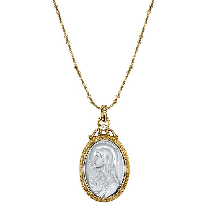 1928 Symbols Of Faith Religious Jewelry Womens Oval Pendant Necklace