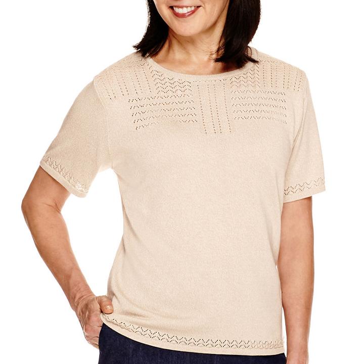 Alfred Dunner El Dorado Short-sleeve Solid Textured Sweater Shell
