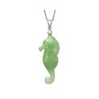 Dyed Green Jade Sterling Silver Sea Horse Pendant Necklace