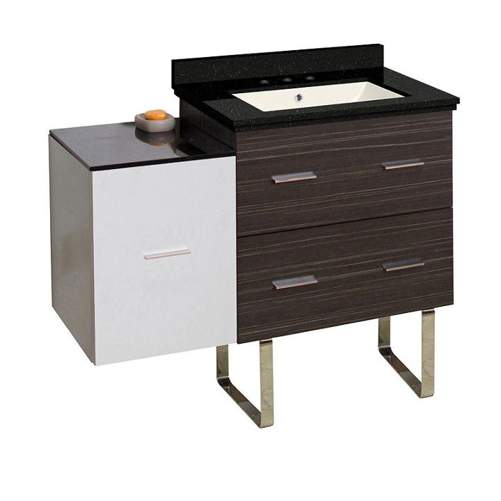 37.75-in. W Floor Mount White-dawn Grey Vanity Setfor 3h8-in. Drilling Black Galaxy Top Biscuit Umsink
