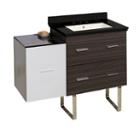 37.75-in. W Floor Mount White-dawn Grey Vanity Setfor 3h8-in. Drilling Black Galaxy Top Biscuit Umsink