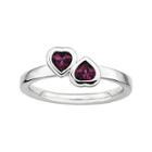 Personally Stackable Genuine Rhodolite Sterling Silver Heart Ring