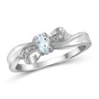 Womens Diamond Accent Aquamarine Blue Sterling Silver Delicate Ring