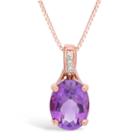 Womens Diamond Accent Genuine Purple Amethyst Pendant Necklace