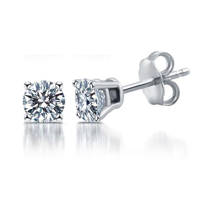 Deluxe 1/2 Ct. T.w. Genuine White Diamond 3.8mm Stud Earrings