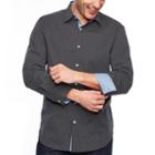 Society Of Threads Long Sleeve Sport Shirts Long Sleeve Dots Button-front Shirt