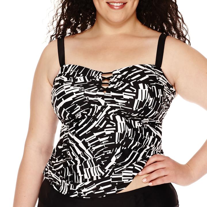 Delta Burke Vortex Lace-up Tankini Swim Top - Plus