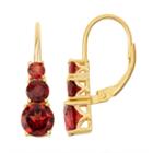 Genuine Garnet 14k Gold Over Silver Leverback Earrings