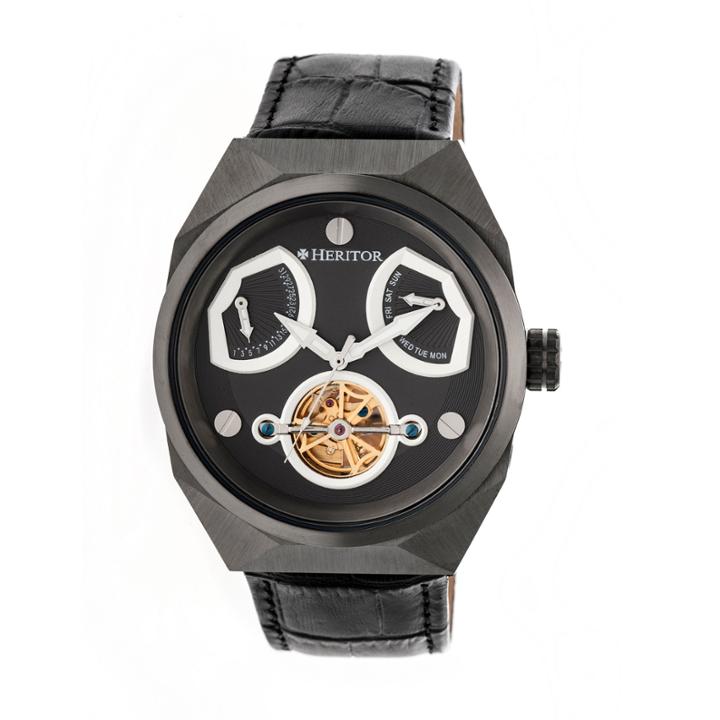 Heritor Oxford Mens Black Strap Watch-herhr5507