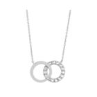 Genuine White Topaz Interlocking Double-circle Sterling Silver Necklace