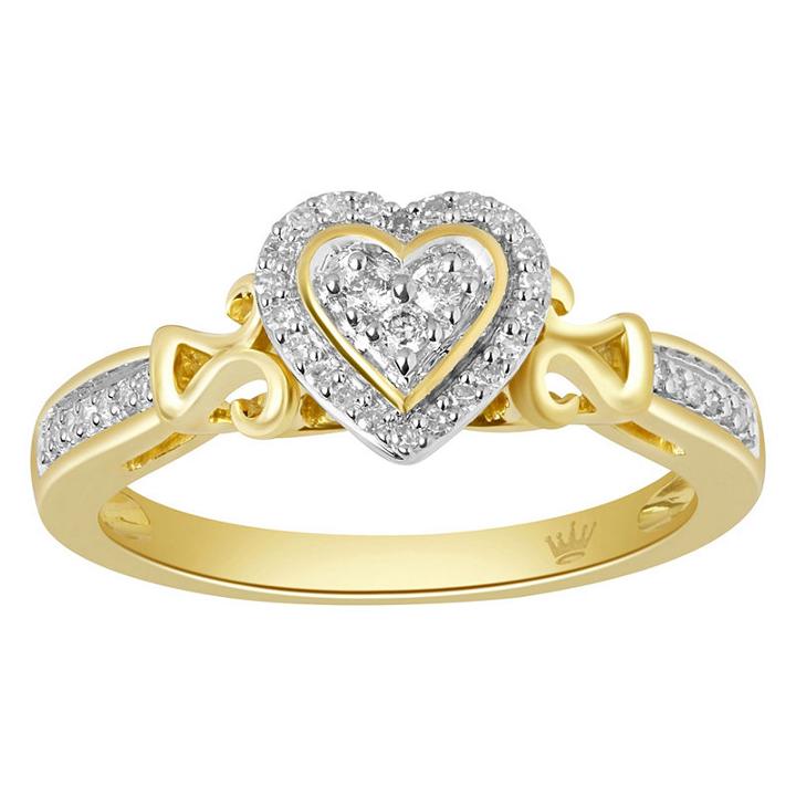Hallmark Diamonds Womens 1/7 Ct. T.w. Genuine White Diamond Gold Over Silver Cocktail Ring