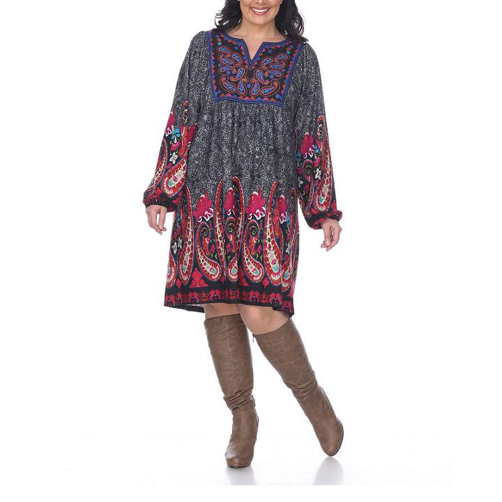 White Mark Embroidered Sweater Dress-plus