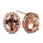 Oval Pink Morganite 14k Gold Over Silver Stud Earrings