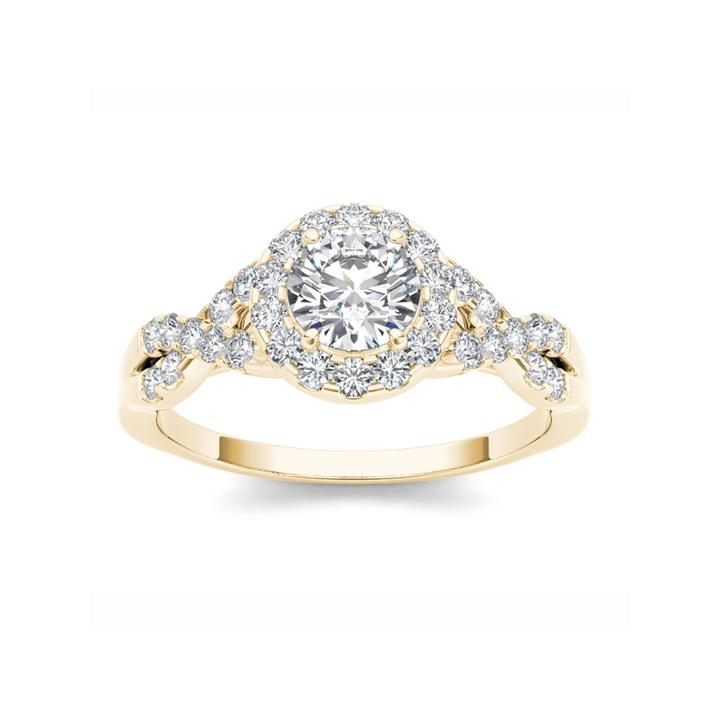 14k Yellow Gold 1 Ct Round White Diamond Ring