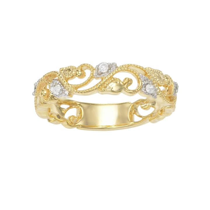Womens 1/10 Ct. T.w. White Diamond Gold Over Silver Band