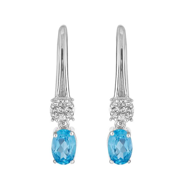 1/8 Ct. T.w. Genuine Blue Topaz 10k White Gold Oval Drop Earrings