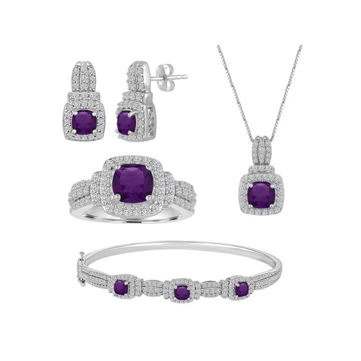 Womens 4-pc. Purple Amethyst Brass Jewelry Set