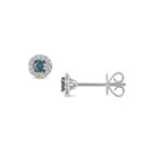 1/3 Ct. T.w. White And Color-enhanced Blue Diamond Stud Earrings
