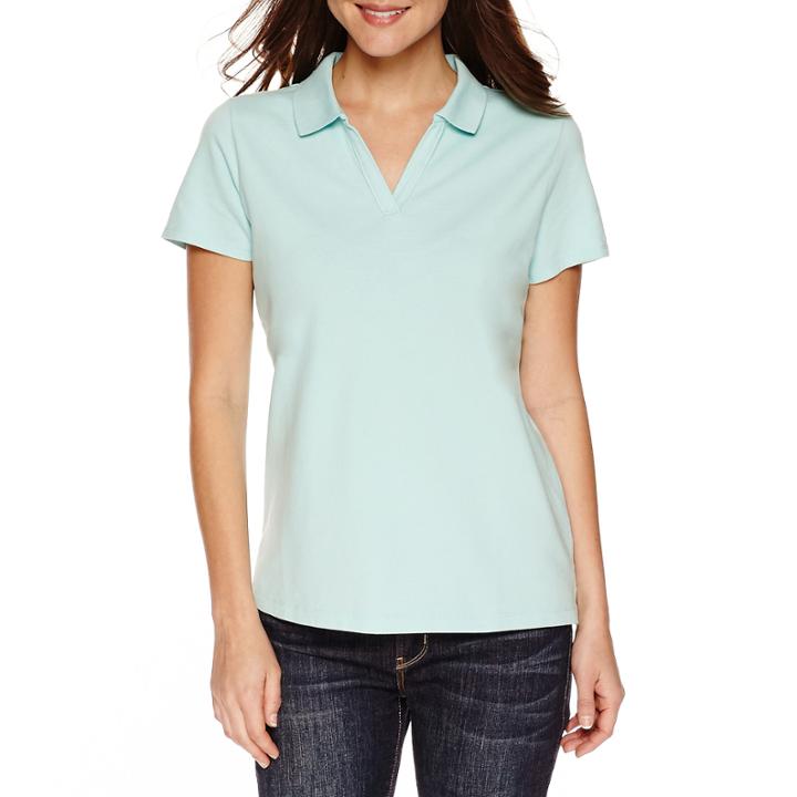 St. John's Bay Solid Polo Shirt Petites