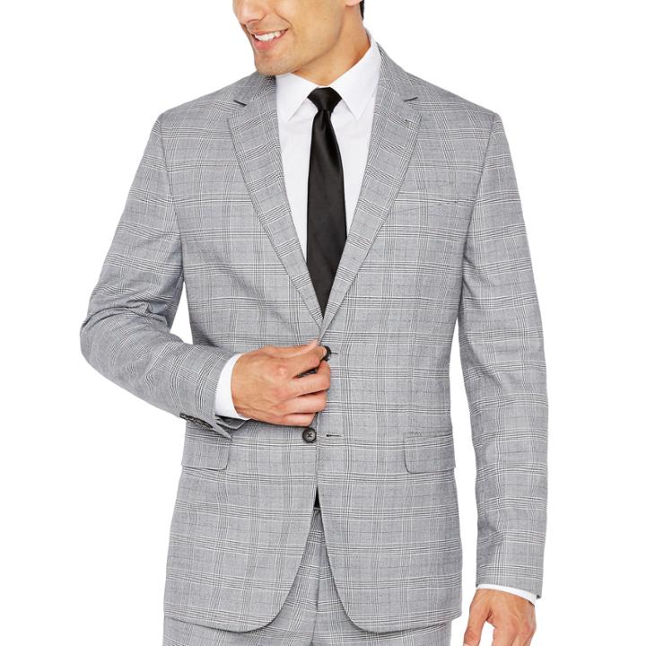 Jf Black White Glen Plaid Jacket-slim