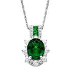 Lab-created Emerald & White Sapphire Sterling Silver Starburst Pendant Necklace
