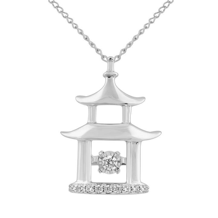 Enchanted Disney Fine Jewelry Womens Diamond Accent Genuine White Diamond Mulan Pendant Necklace