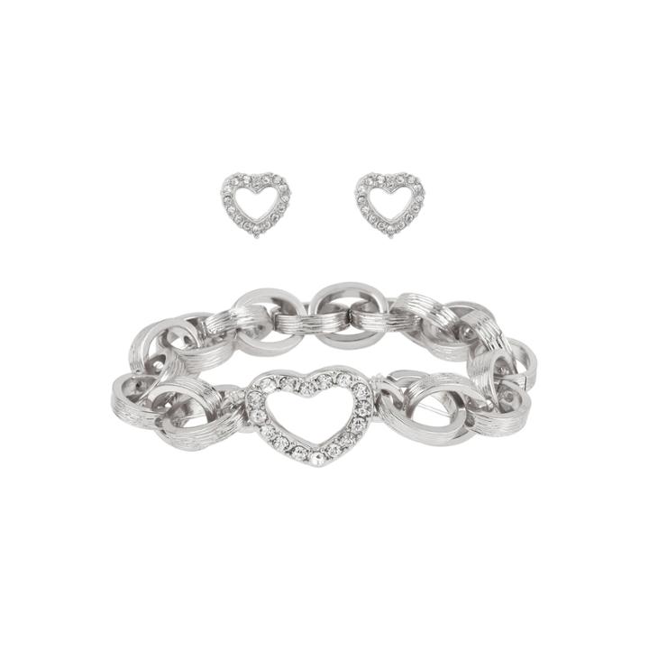 Worthington Silver-tone Pav Crystal Frontal Necklace And Earring Set