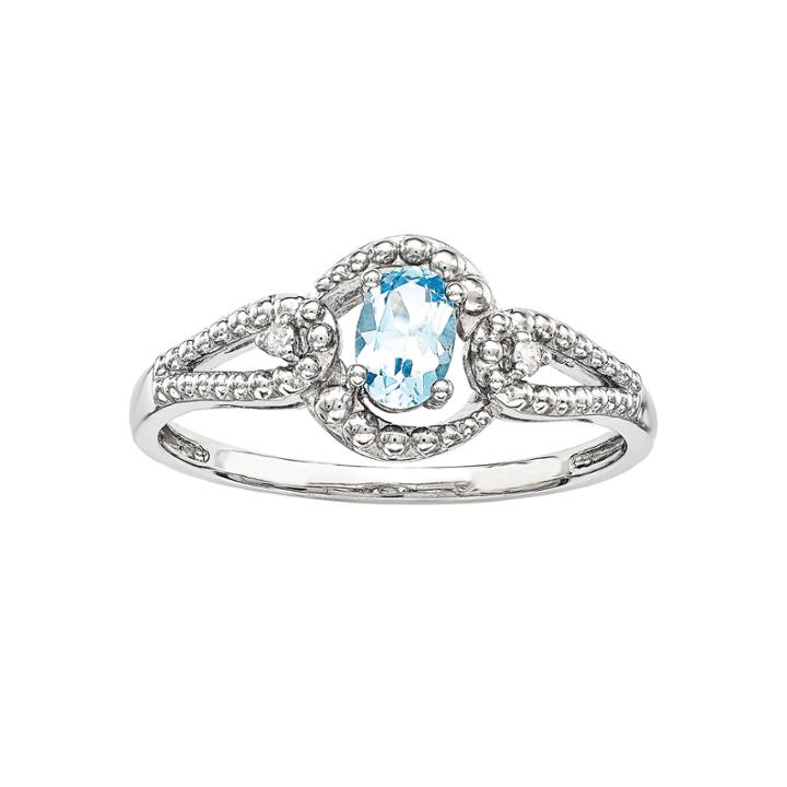 Womens Diamond Accent Blue Blue Topaz Sterling Silver Halo Ring