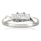 Womens 1/2 Ct. T.w. Genuine Diamond White 3-stone Ring