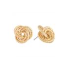 Monet Gold-tone Diamond-cut Love Knot Button Earrings