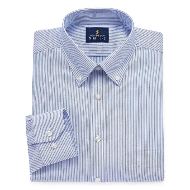 Stafford Executive Non-iron Cotton Pinpoint Oxford Long Sleeve Dress Shirt