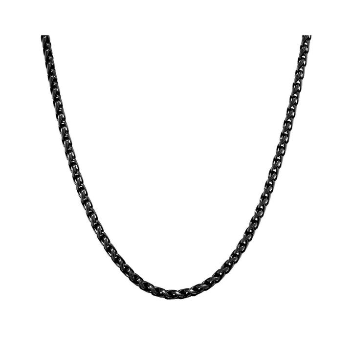 Mens Stainless Steel And Black Ip 18 3mm Wheat Chain