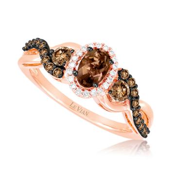 Grand Sample Sale By Le Vian Chocolatier Chocolate Quartz And Chocolate & Vanilla Diamonds Ring In 14k Strawberry Gold