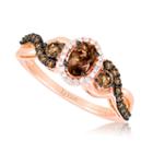 Grand Sample Sale By Le Vian Chocolatier Chocolate Quartz And Chocolate & Vanilla Diamonds Ring In 14k Strawberry Gold