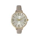 Olivia Pratt Womens Goldtone Bezel Silvertone Dial Gray Petite Leather Watch 26357gray