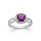 Genuine Amethyst & Lab Created White Sapphire Sterling Silver Ring