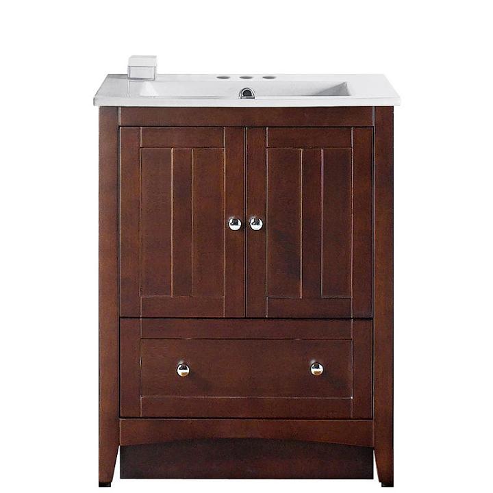 30-in. W Floor Mount Walnut Vanity Set For 3h4-in. Drilling