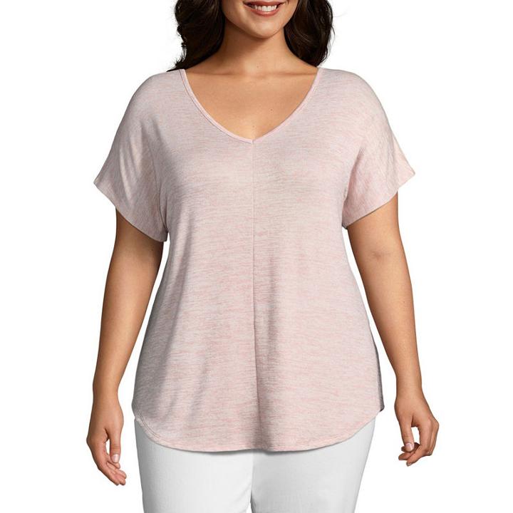 A.n.a Short Sleeve V Neck T-shirt - Plus