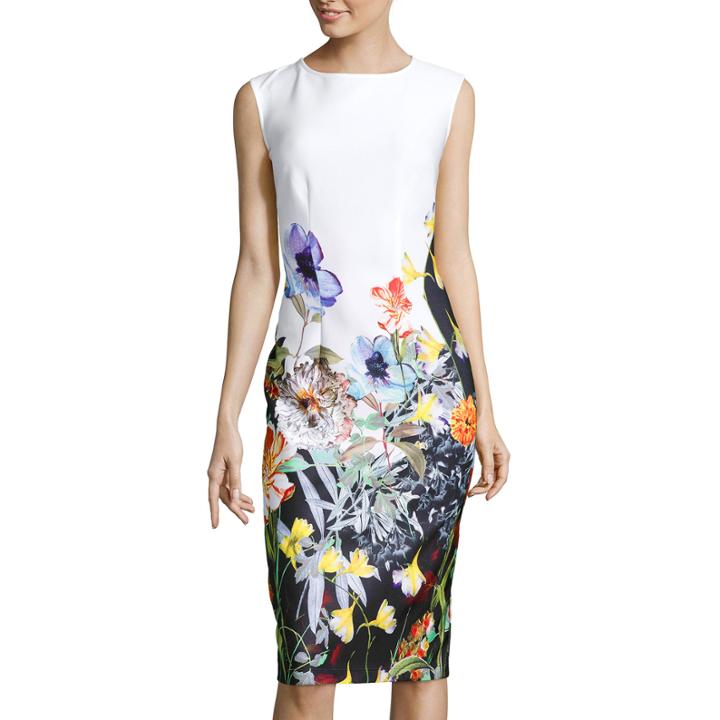 Sl Fashions Cap-sleeve Floral Print Sheath Dress