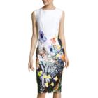 Sl Fashions Cap-sleeve Floral Print Sheath Dress