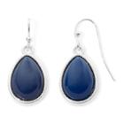Liz Claiborne Blue Bead Silver-tone Drop Earrings