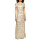 Decoded Short Sleeve Sequin Beaded Evening Gown