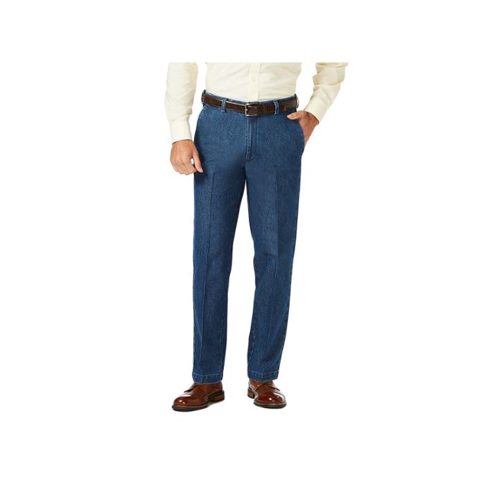 Haggar Premium Stretch Denim Classic Fit Flat Front Pants