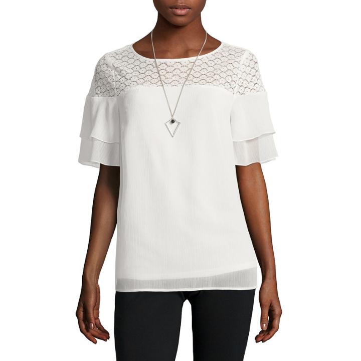 Alyx Lace Yoke Neck Lace Top
