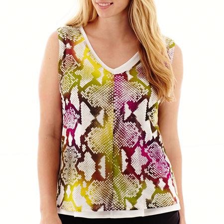 Worthington Double-layer V-neck Tank Top - Plus