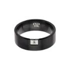 Mens Black Cubic Zirconia Stainless Steel Wedding Band