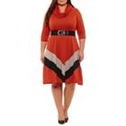 Robbie Bee 3/4 Sleeve Chevron Fit & Flare Dress - Plus