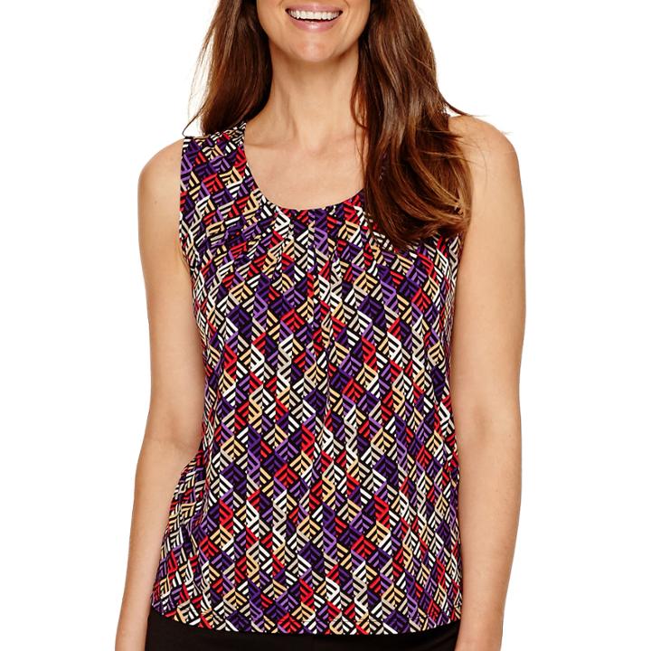 Black Label By Evan-picone Sleeveless Printed Blouse